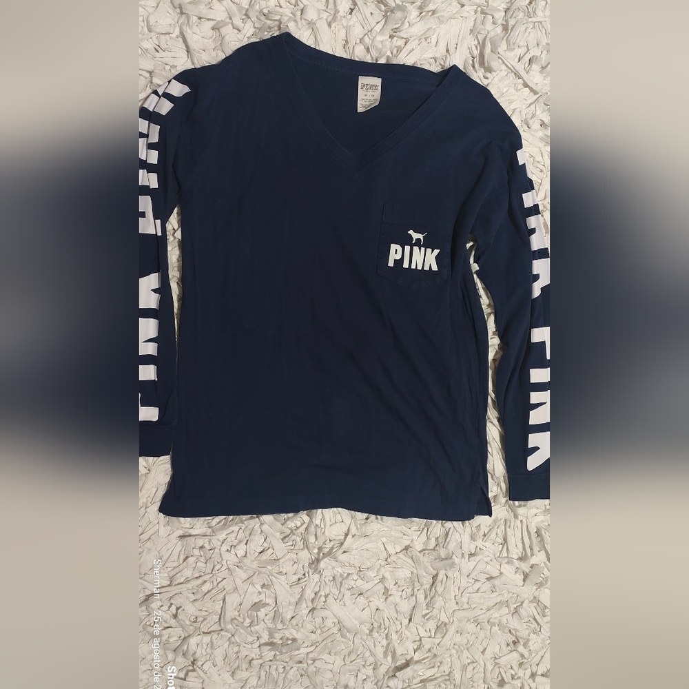 Victoria's Secret PINK Navy Long Sleeve Shirt